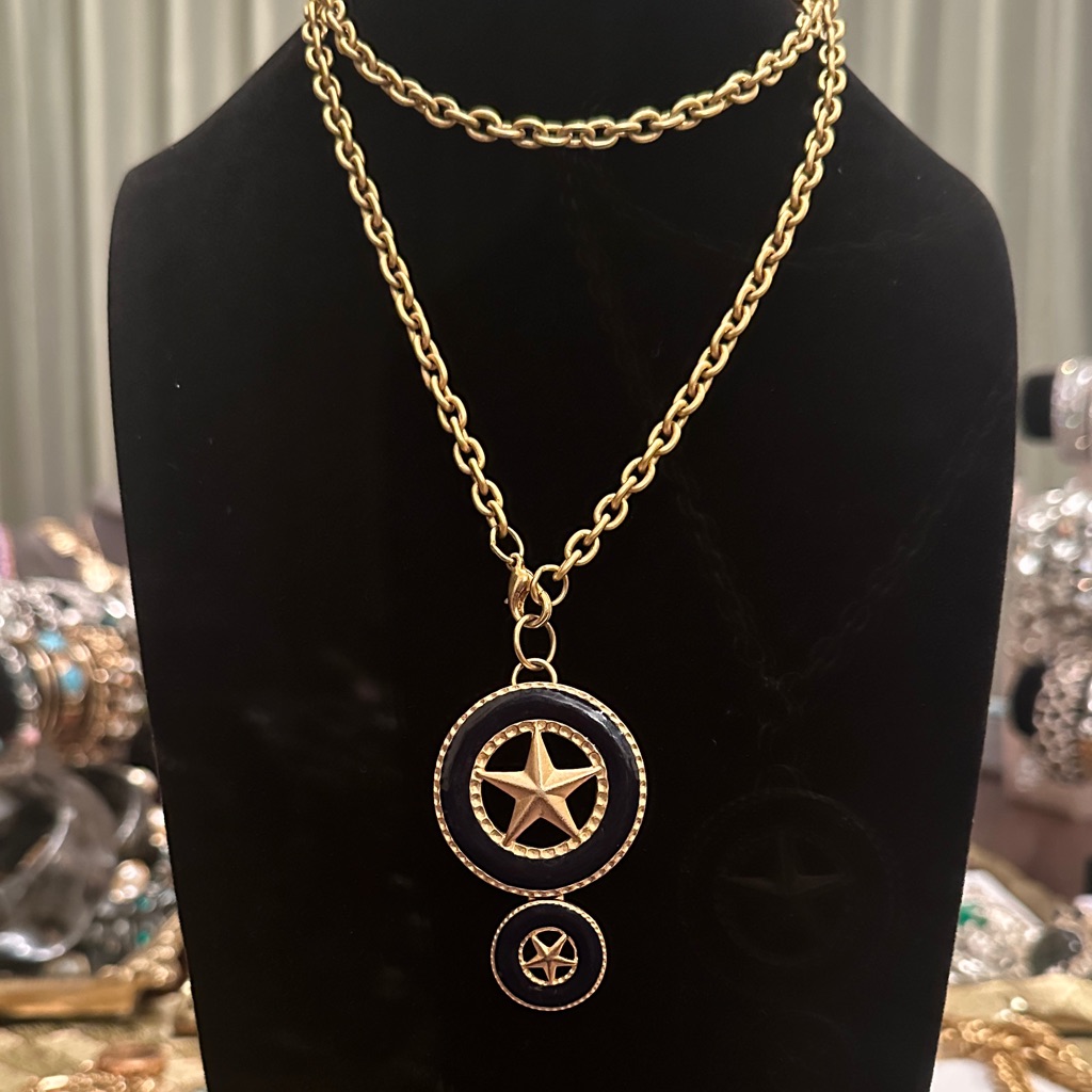 Gold And Black Star Pendant Necklace
